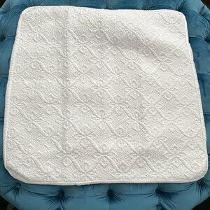 Bella Lux Fine Linens White Quilted Cotton Euro Sham 26x26 Floral Stitch Pillow